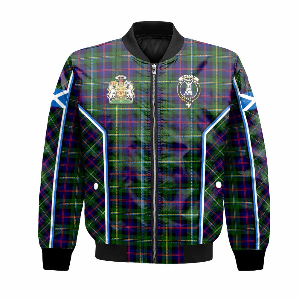 Malcolm Tartan Crest Bomber Jacket Scotland Coat of Arm Flag Style - Tartan Vibes Clothing