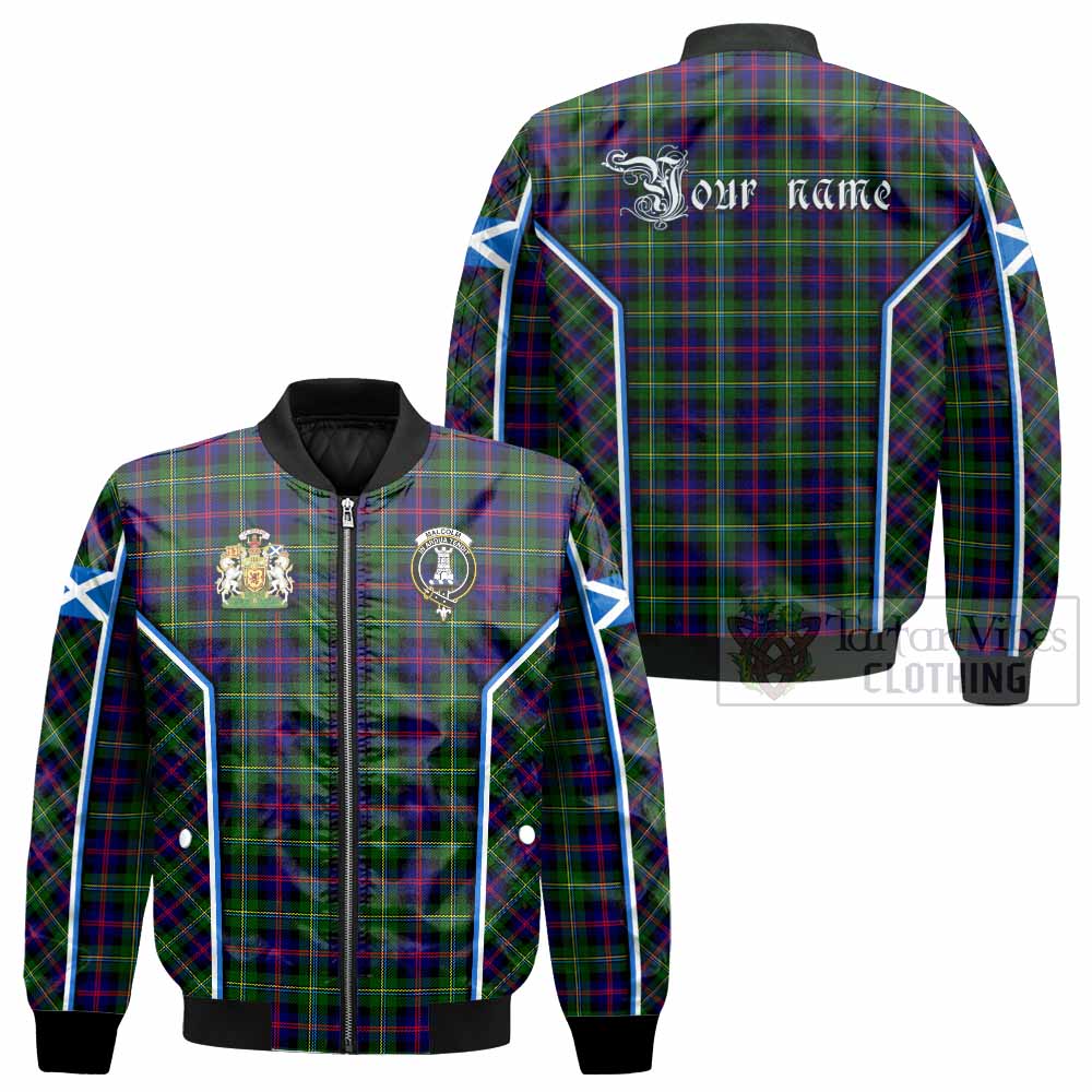 Malcolm Tartan Crest Bomber Jacket Scotland Coat of Arm Flag Style - Tartan Vibes Clothing