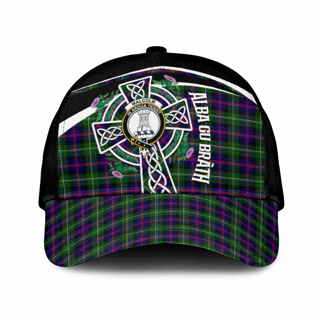 Malcolm Tartan Crest Classic Cap Scottish Thistle Celtic Cross Alba Gu Brath