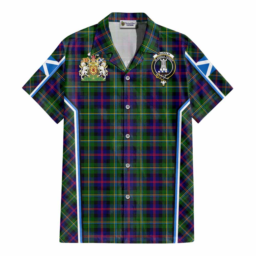 Malcolm Tartan Crest Cotton Hawaiian Shirt Scotland Coat of Arm Flag Style - Tartan Vibes Clothing