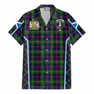 Malcolm Tartan Crest Cotton Hawaiian Shirt Scotland Coat of Arm Flag Style