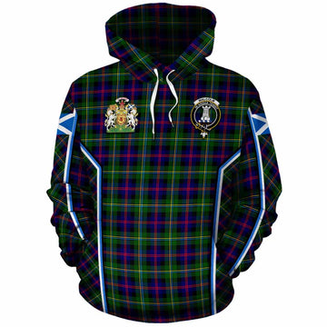 Malcolm Tartan Crest Cotton Hoodie Scotland Coat of Arm Flag Style