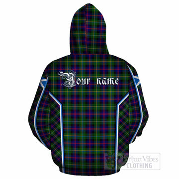 Malcolm Tartan Crest Cotton Hoodie Scotland Coat of Arm Flag Style