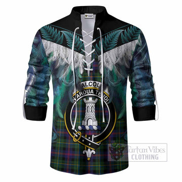 Malcolm Tartan Crest Ghillie Shirt New Zealand Maori Korowai Cloak