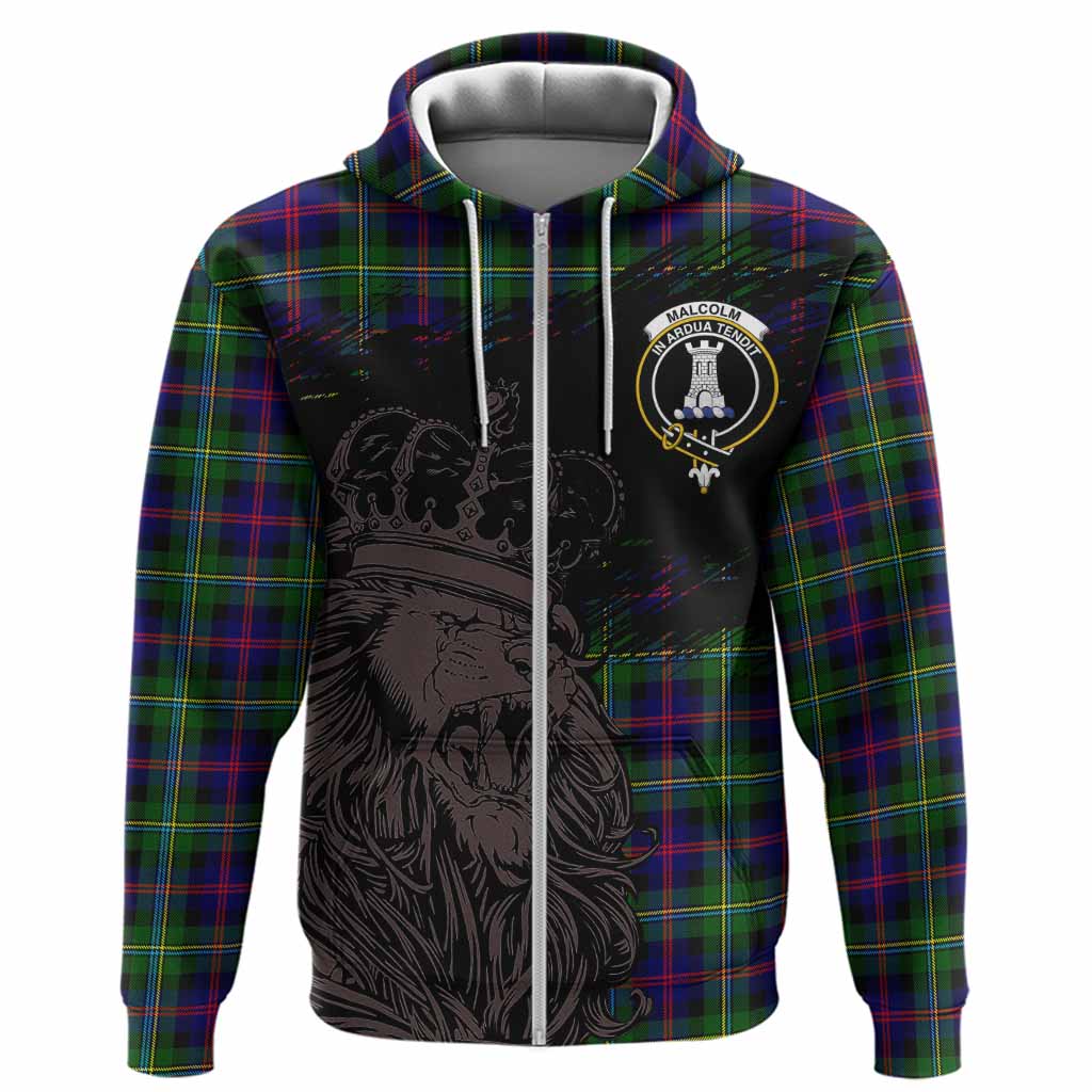 Malcolm Tartan Crest Hoodie Crowned Lion Heritage Style
