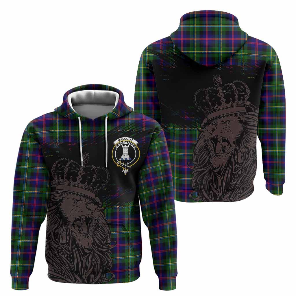 Malcolm Tartan Crest Hoodie Crowned Lion Heritage Style