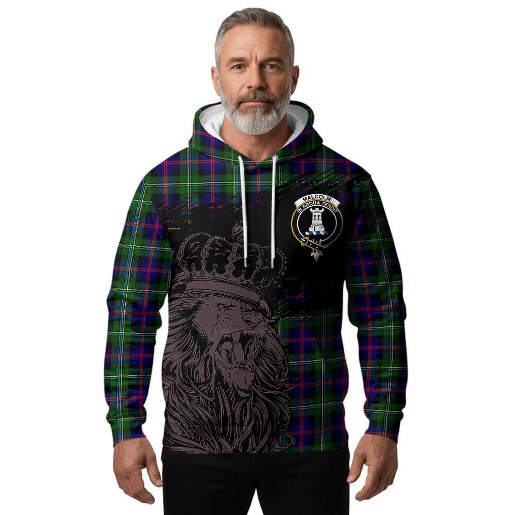 Malcolm Tartan Crest Hoodie Crowned Lion Heritage Style