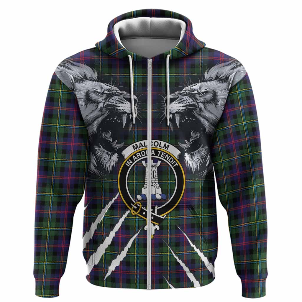 Malcolm Tartan Crest Hoodie Ferocious Lion Style
