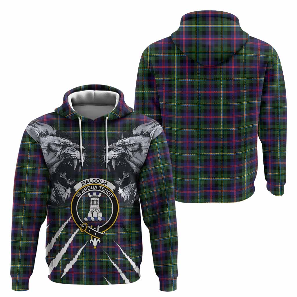 Malcolm Tartan Crest Hoodie Ferocious Lion Style