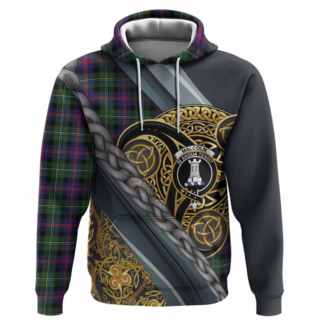 Malcolm Tartan Crest Hoodie Scottish Triskele Celtic
