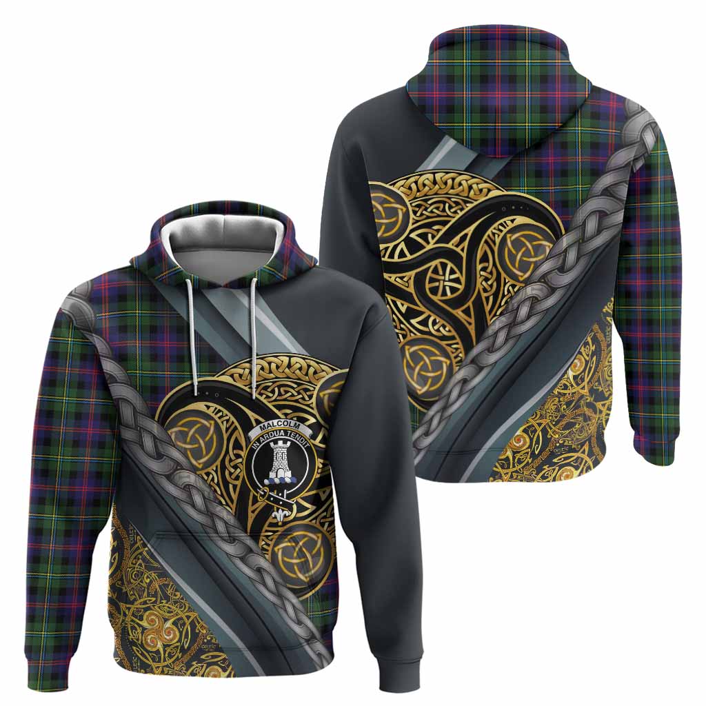 Malcolm Tartan Crest Hoodie Scottish Triskele Celtic