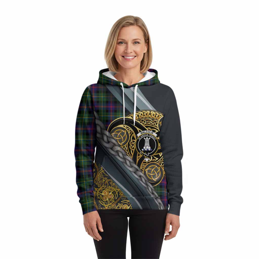 Malcolm Tartan Crest Hoodie Scottish Triskele Celtic