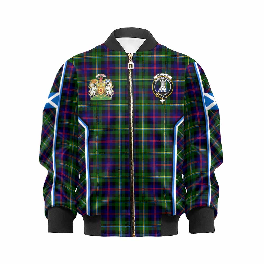 Malcolm Tartan Crest Kid Bomber Jacket Scotland Coat of Arm Flag Style - Tartan Vibes Clothing