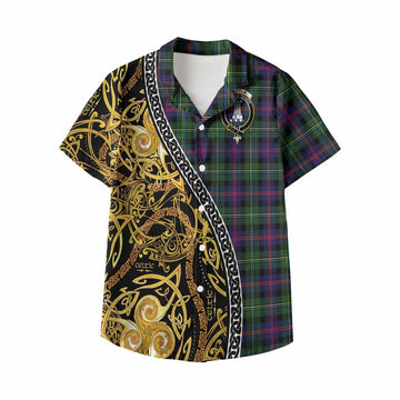 Malcolm Tartan Crest Kid Hawaiian Shirt Celtic Knot and Triple Trickle Spiral Symbols