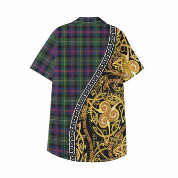 Malcolm Tartan Crest Kid Hawaiian Shirt Celtic Knot and Triple Trickle Spiral Symbols