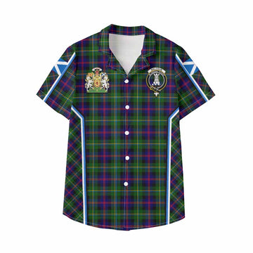 Malcolm Tartan Crest Kid Hawaiian Shirt Scotland Coat of Arm Flag Style