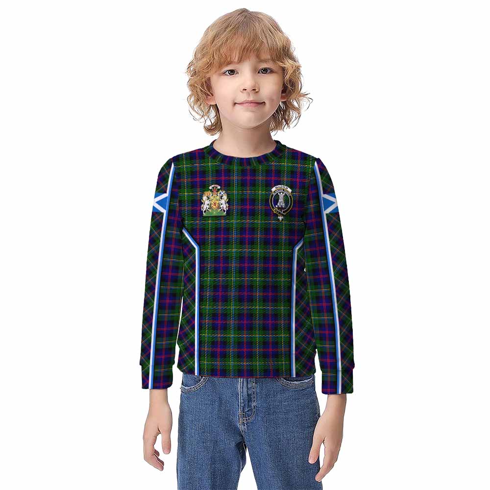 Malcolm Tartan Crest Kid Knitted Sweatshirt Scotland Coat of Arm Flag Style - Tartan Vibes Clothing