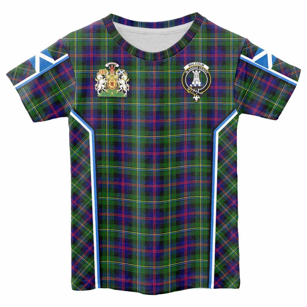Malcolm Tartan Crest Kid T-shirt Scotland Coat of Arm Flag Style - Tartan Vibes Clothing