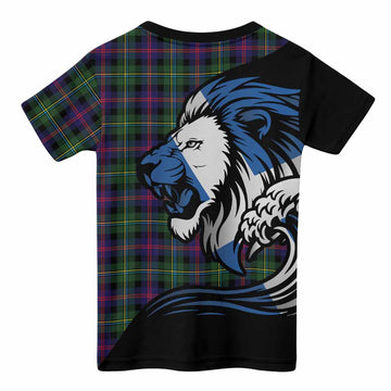 Malcolm Tartan Crest Kid T-shirt Scottish Golden Lions Wave Flow