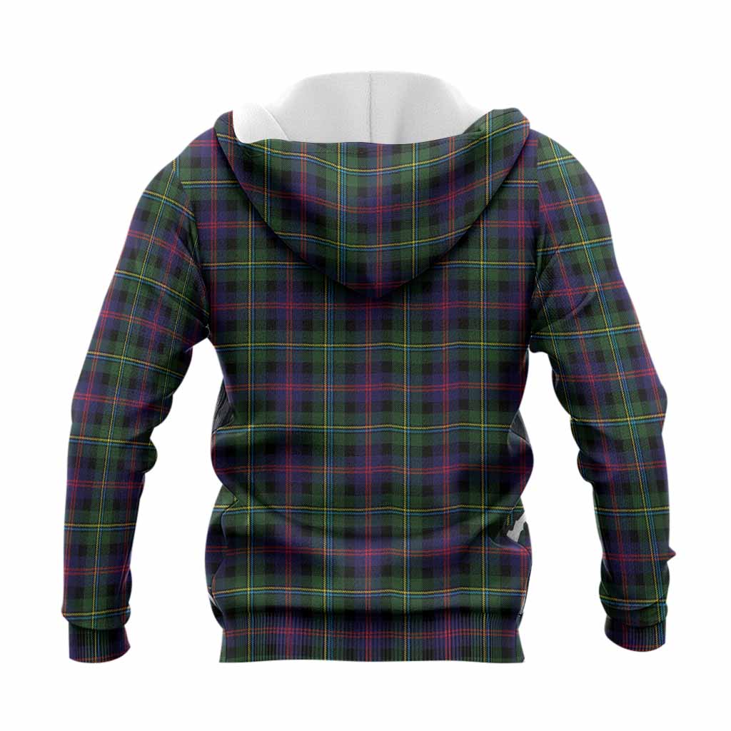 Malcolm Tartan Crest Knitted Hoodie Ferocious Lion Style