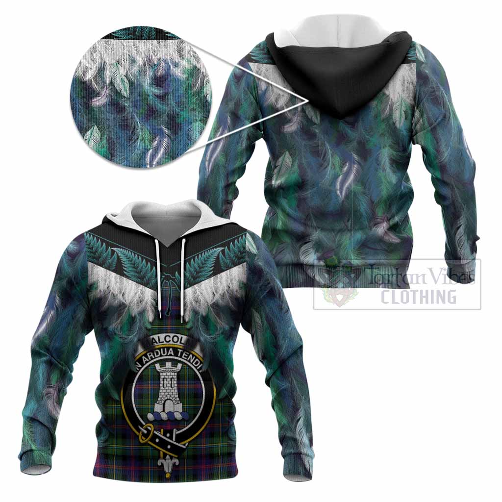 Malcolm Tartan Crest Knitted Hoodie New Zealand Maori Korowai Cloak