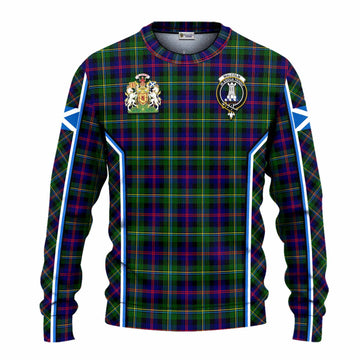 Malcolm Tartan Crest Knitted Sweater Scotland Coat of Arm Flag Style