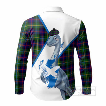 Malcolm Tartan Crest Loch Ness Monster Long Sleeve Button Shirts Nessie Scottish Map Tha Gradh Agam Air Alba