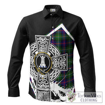 Malcolm Tartan Crest Long Sleeve Button Shirts Scottish Celtic Cross Heritage