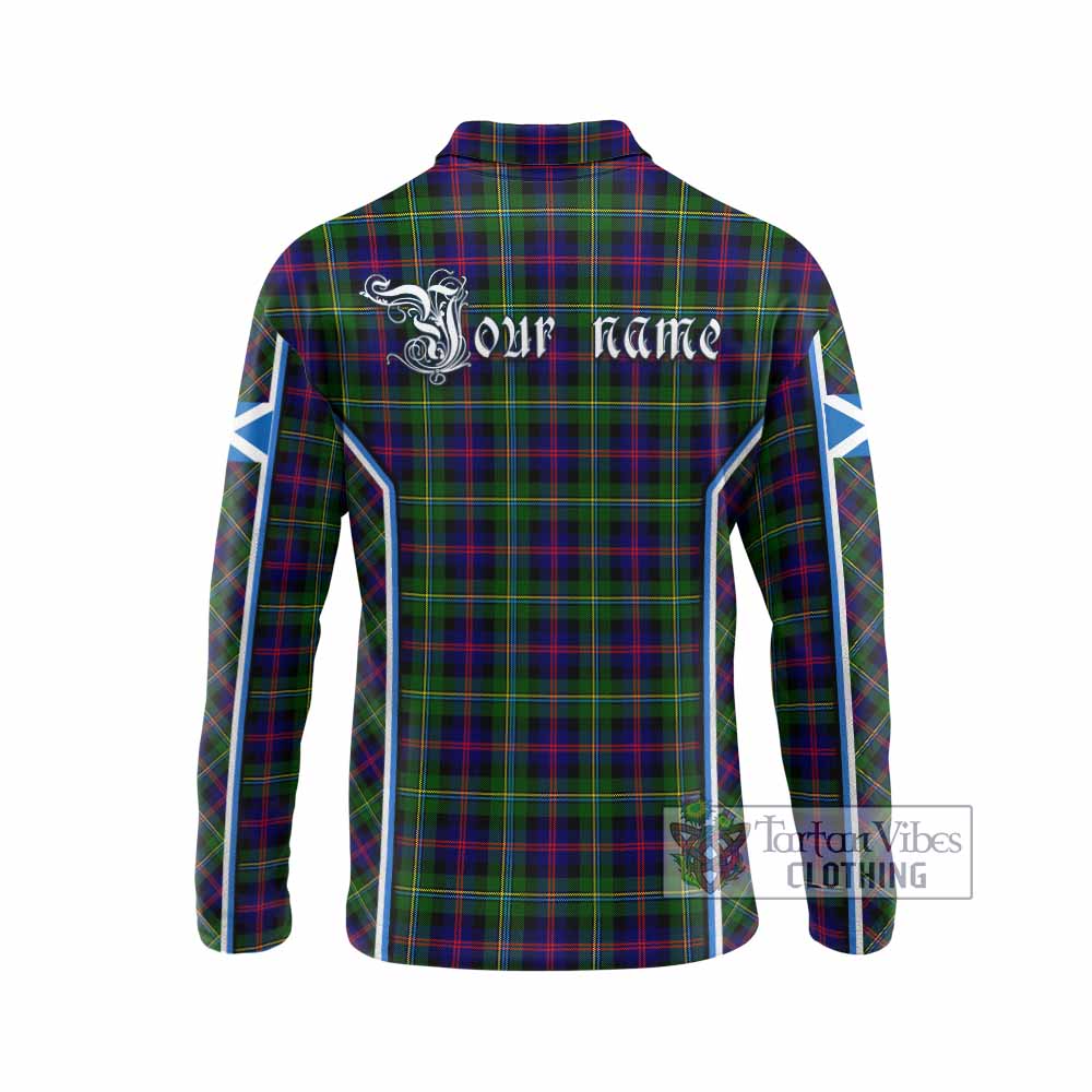 Malcolm Tartan Crest Long Sleeve Polo Shirt Scotland Coat of Arm Flag Style - Tartan Vibes Clothing