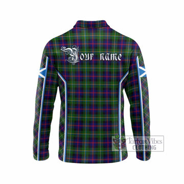 Malcolm Tartan Crest Long Sleeve Polo Shirt Scotland Coat of Arm Flag Style