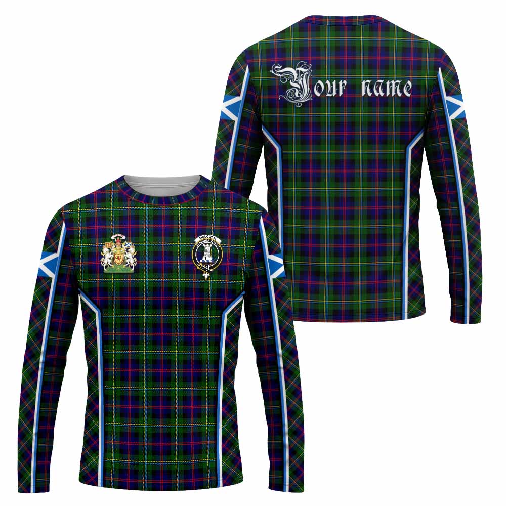 Malcolm Tartan Crest Long Sleeve T-Shirt Scotland Coat of Arm Flag Style - Tartan Vibes Clothing