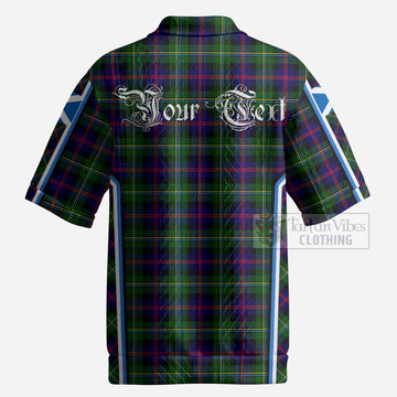 Malcolm Tartan Crest Men’s Polo Sweater Top Scotland Coat of Arm Flag Style