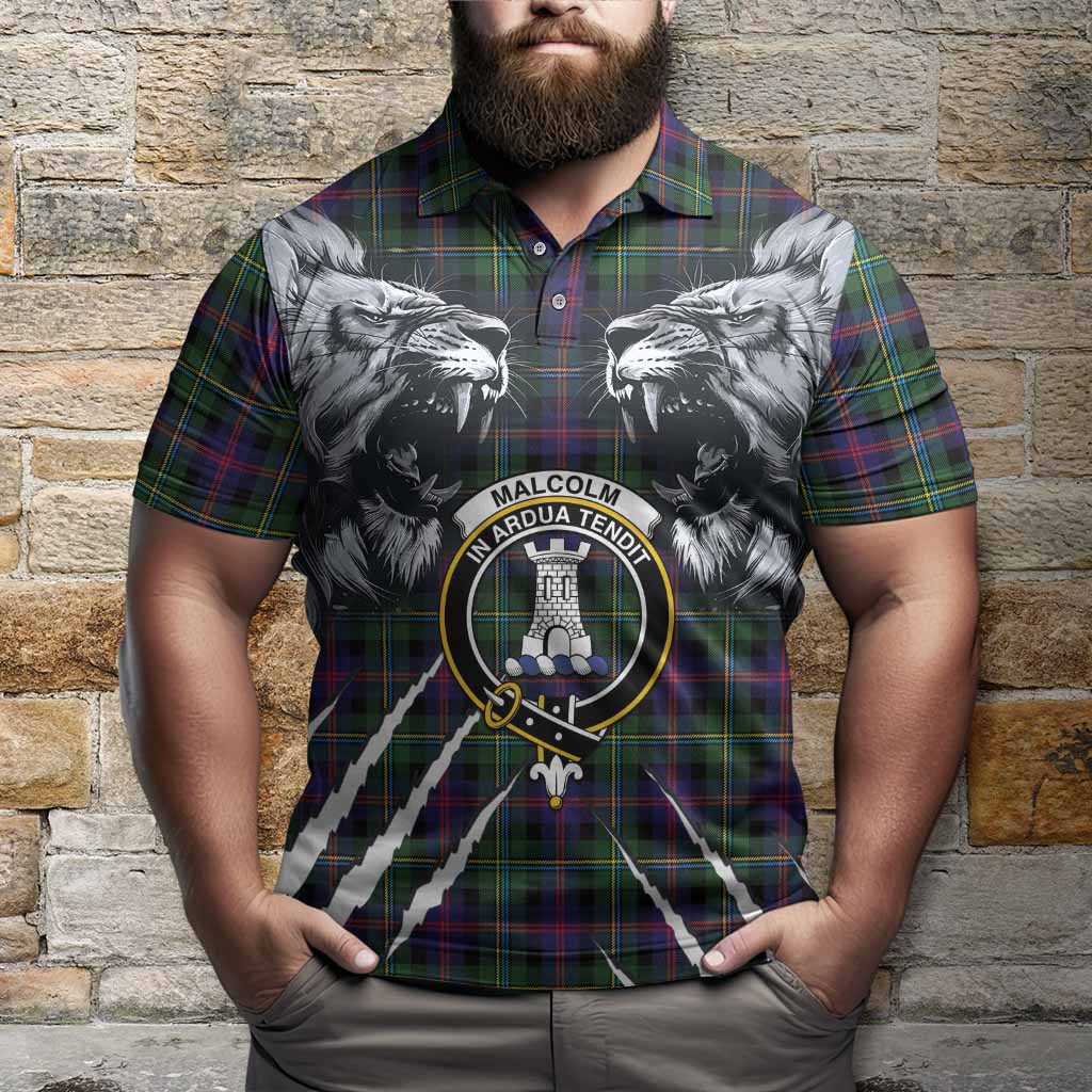 Malcolm Tartan Crest Polo Shirt Ferocious Lion Style