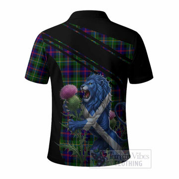 Malcolm Tartan Crest Polo Shirt Scottish Lion Rampant Thistle