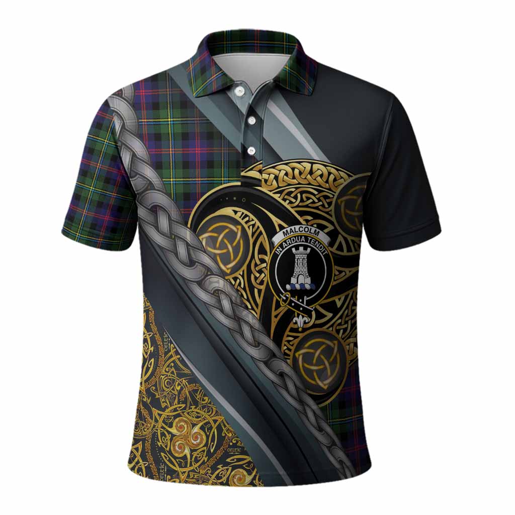 Malcolm Tartan Crest Polo Shirt Scottish Triskele Celtic