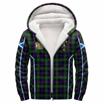Malcolm Tartan Crest Sherpa Hoodie Scotland Coat of Arm Flag Style