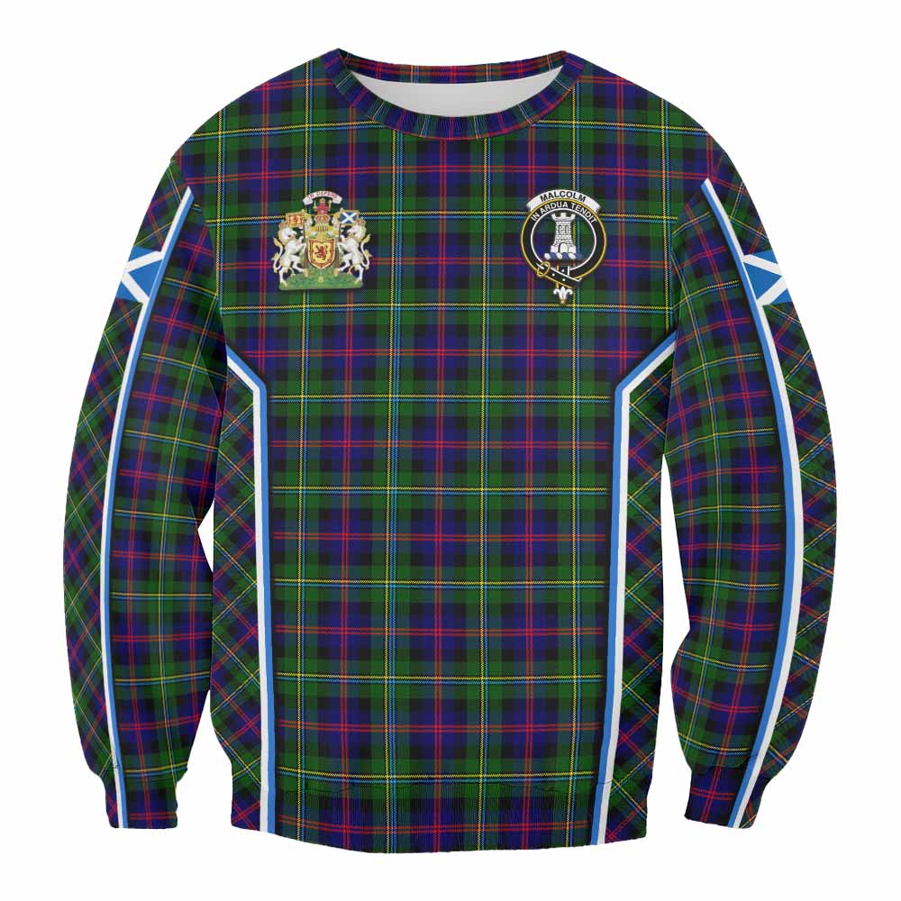 Malcolm Tartan Crest Sweatshirt Scotland Coat of Arm Flag Style - Tartan Vibes Clothing