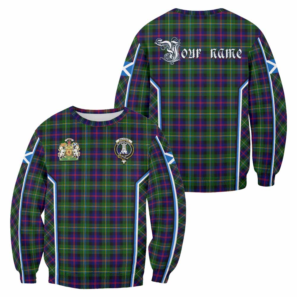Malcolm Tartan Crest Sweatshirt Scotland Coat of Arm Flag Style - Tartan Vibes Clothing