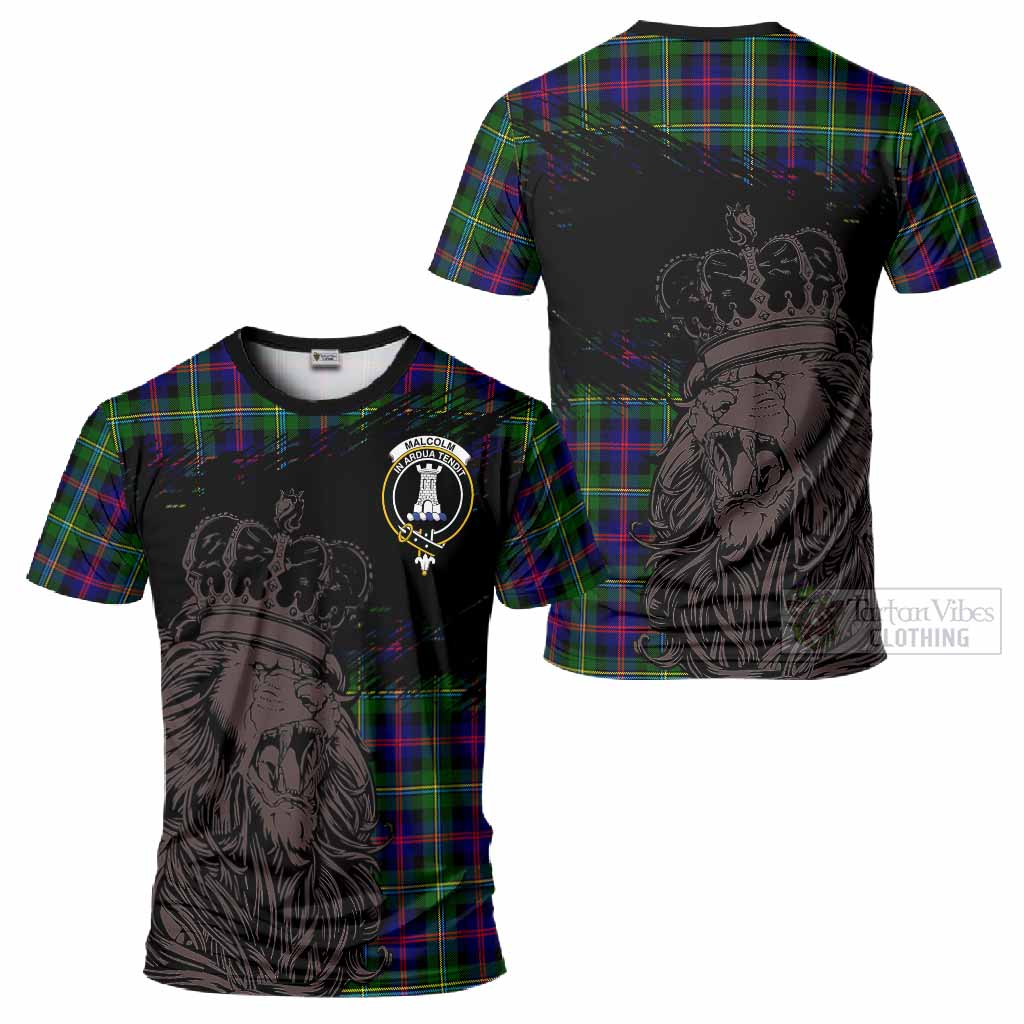 Malcolm Tartan Crest T-Shirt Crowned Lion Heritage Style