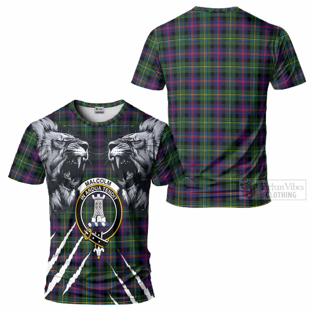 Malcolm Tartan Crest T-Shirt Ferocious Lion Style