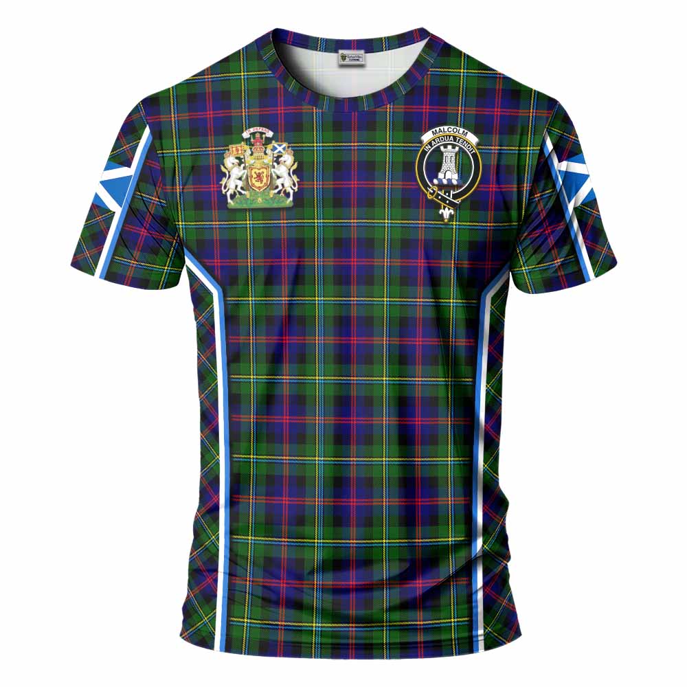 Malcolm Tartan Crest T-shirt Scotland Coat of Arm Flag Style - Tartan Vibes Clothing