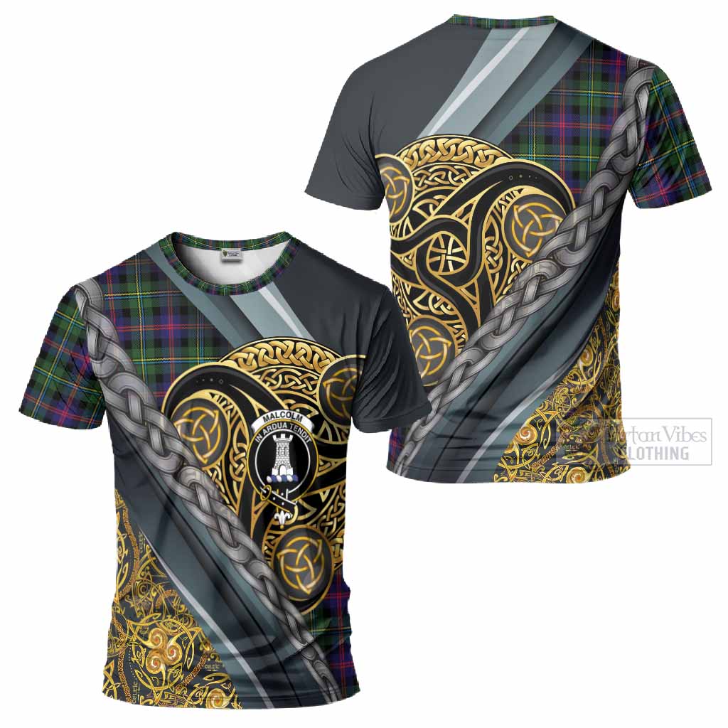 Malcolm Tartan Crest T-Shirt Scottish Triskele Celtic