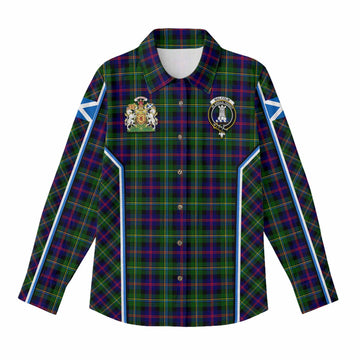 Malcolm Tartan Crest Women Casual Shirt Scotland Coat of Arm Flag Style - Tartan Vibes Clothing
