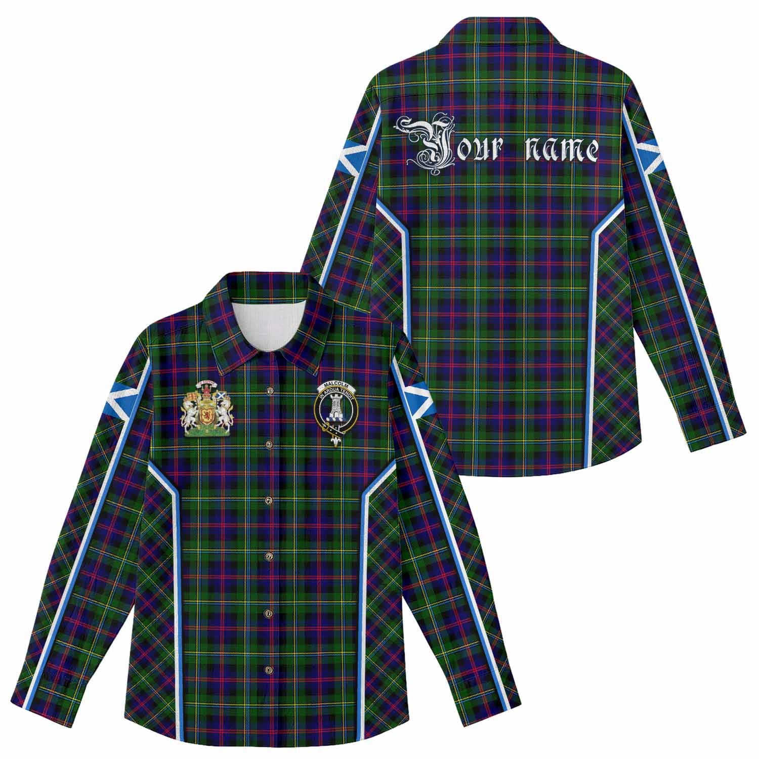 Malcolm Tartan Crest Women Casual Shirt Scotland Coat of Arm Flag Style - Tartan Vibes Clothing