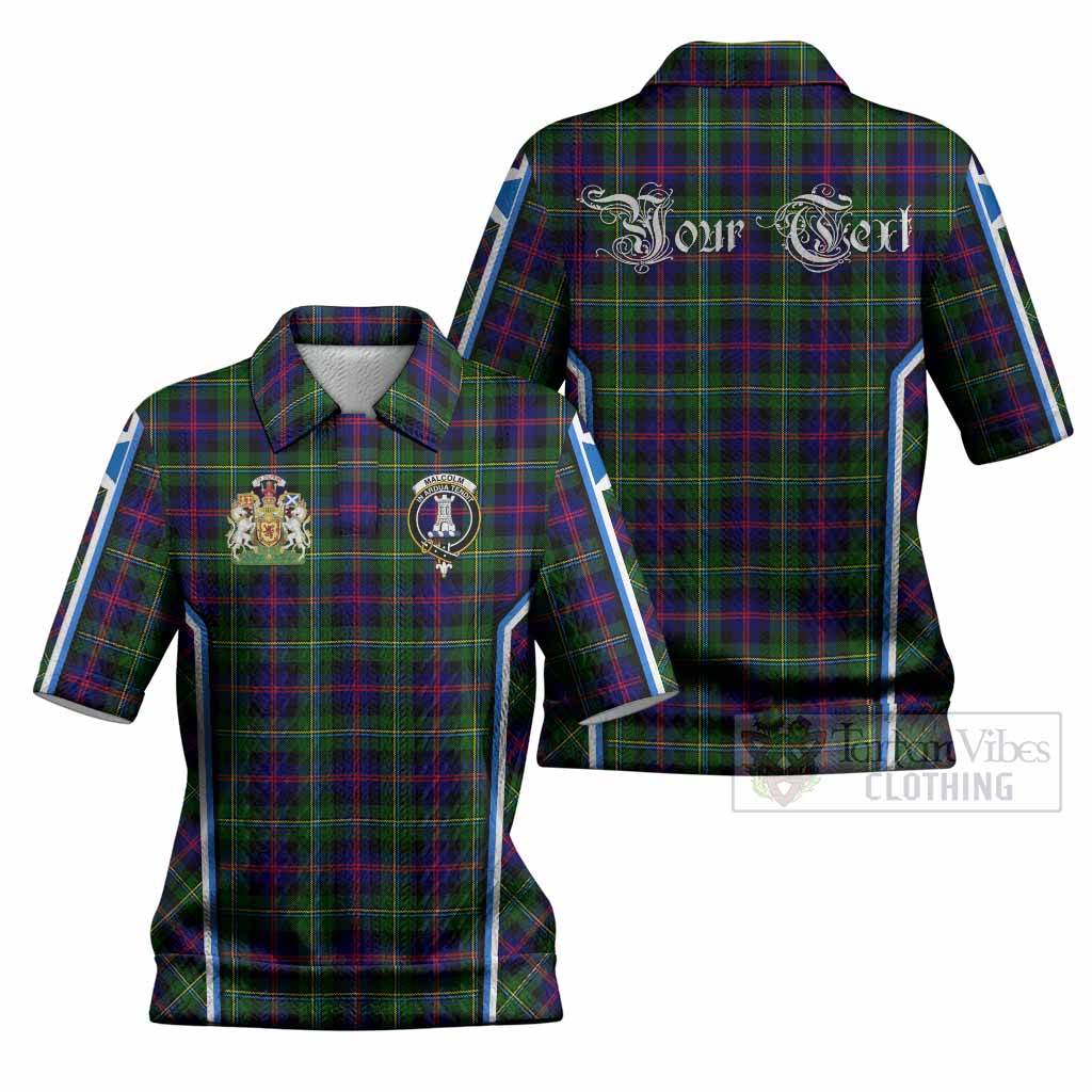 Malcolm Tartan Crest Women’s Polo Sweater Top Scotland Coat of Arm Flag Style