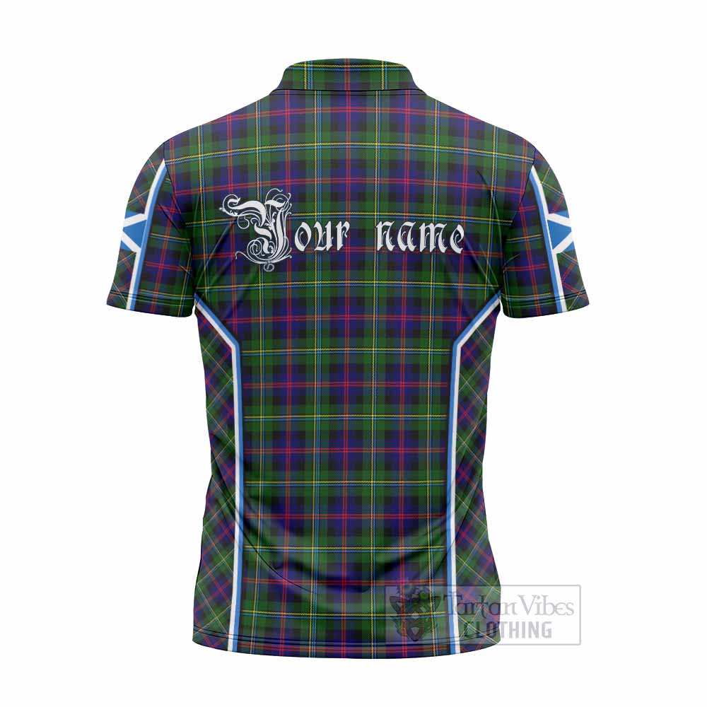 Malcolm Tartan Crest Zipper Polo Shirt Scotland Coat of Arm Flag Style - Tartan Vibes Clothing