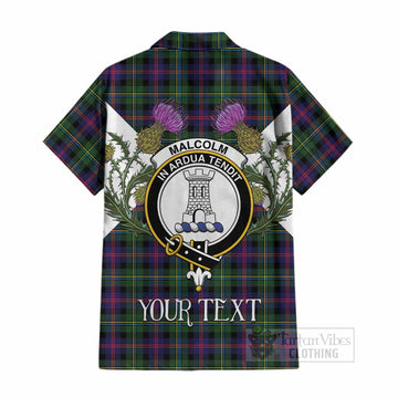 Malcolm Tartan Family Crest Cotton Hawaiian Shirt Scottish Burns Night Thistle Floral