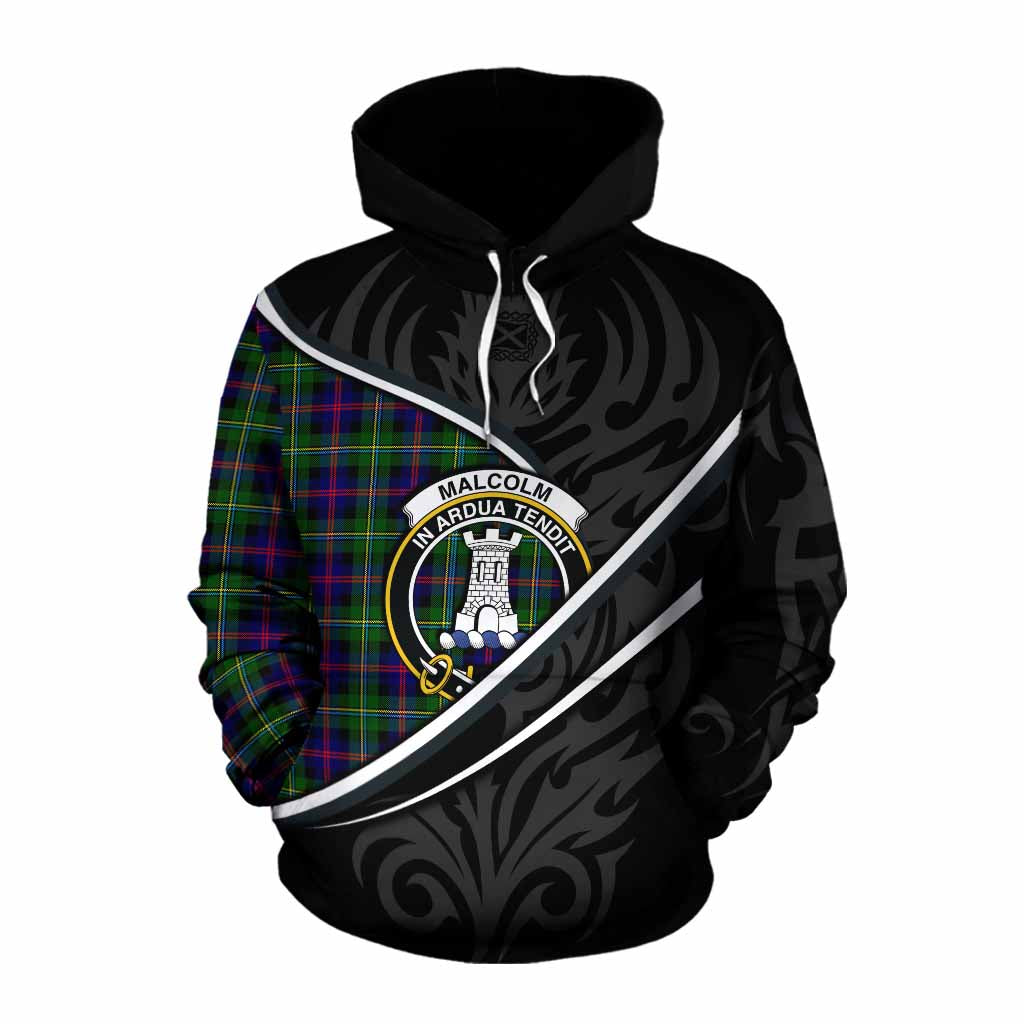 Malcolm Tartan Family Crest Cotton Hoodie Celtic Scottish Thistle Floral - Tartan Vibes Clothing