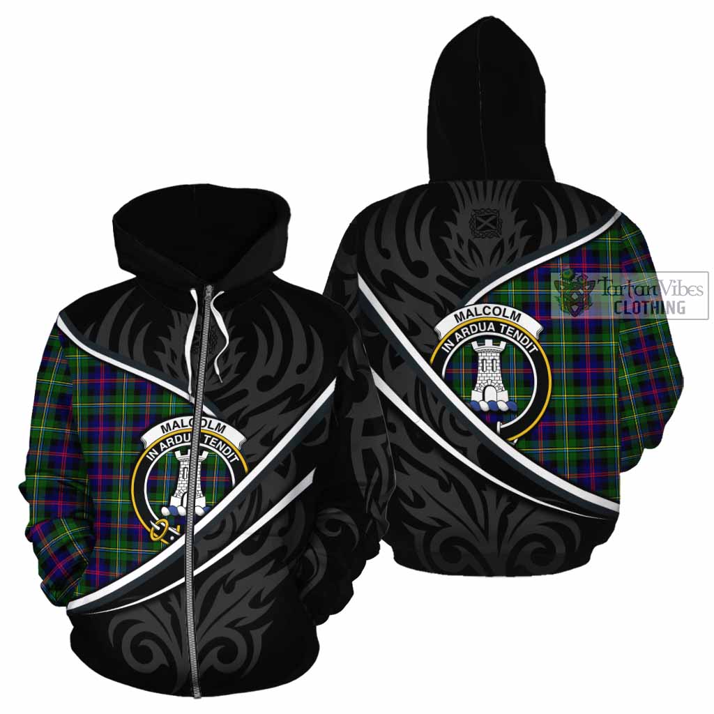 Malcolm Tartan Family Crest Cotton Hoodie Celtic Scottish Thistle Floral - Tartan Vibes Clothing