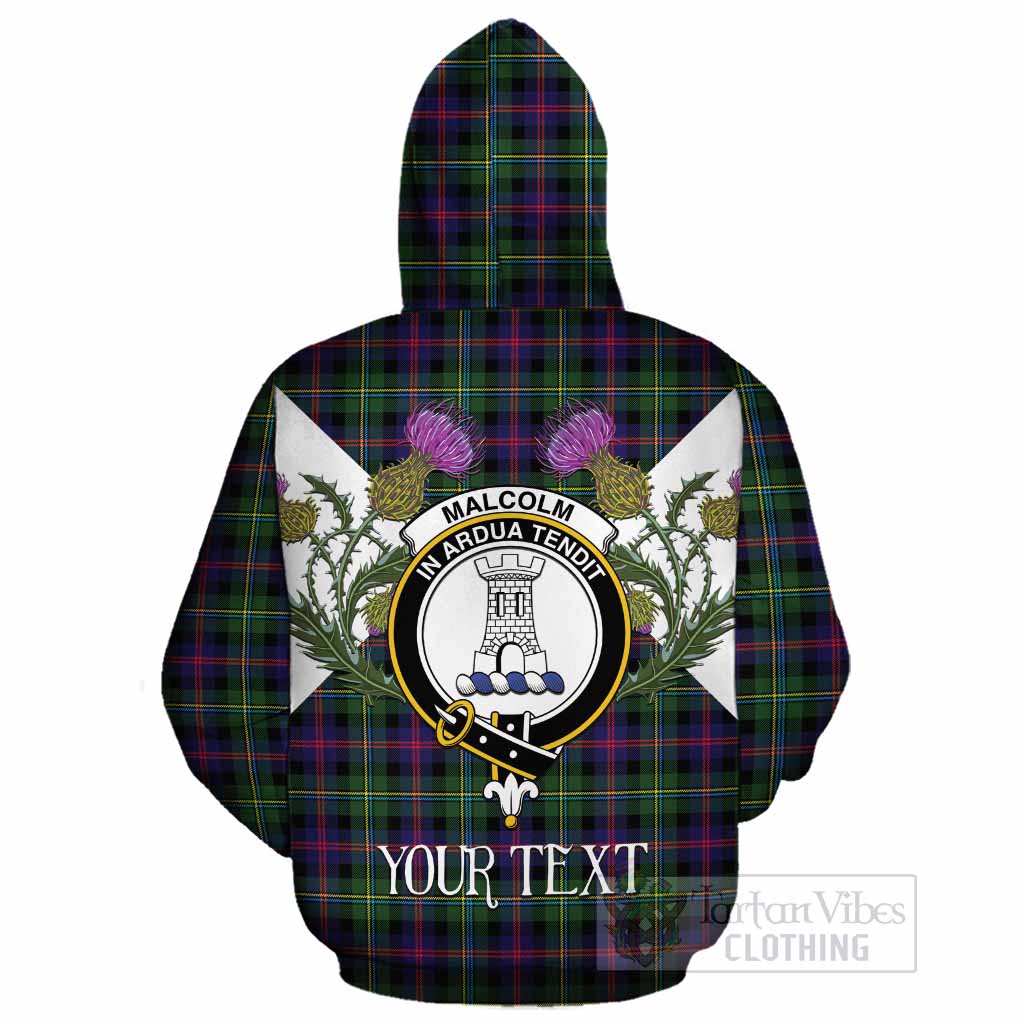 Malcolm Tartan Family Crest Cotton Hoodie Scottish Burns Night Thistle Floral